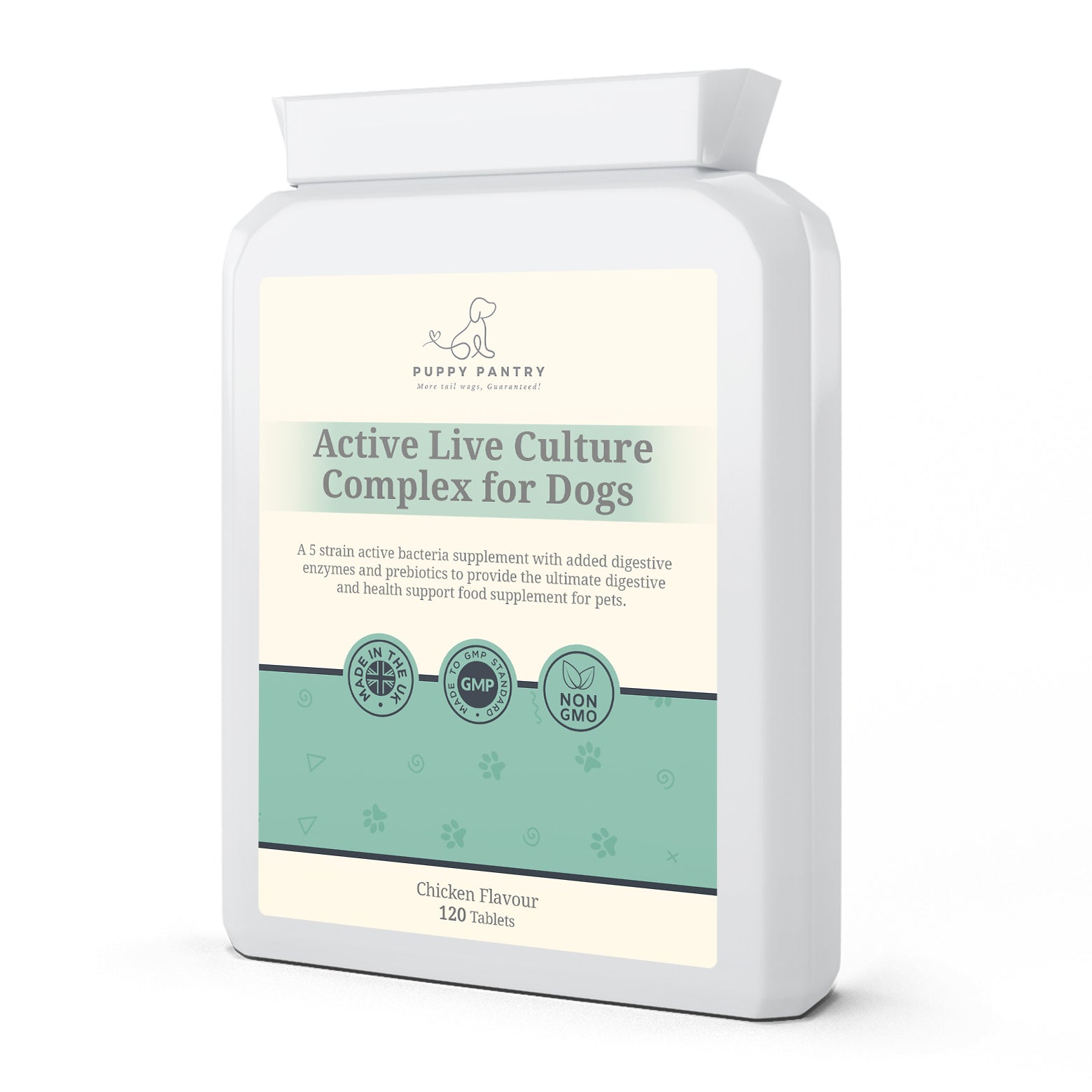 Gut Health Tablets for Dogs – Chicken (120 Pack) With probiotics, prebiotics & enzymes