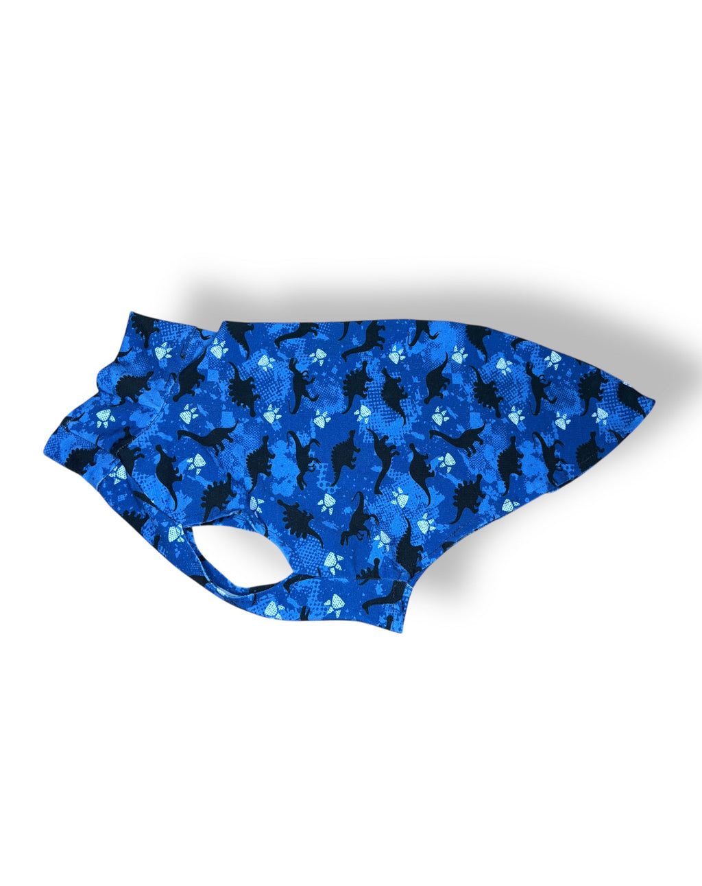 Blue swim brief with black floral pattern on a white background