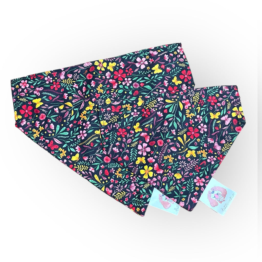 Two floral-patterned bandanas on a white background