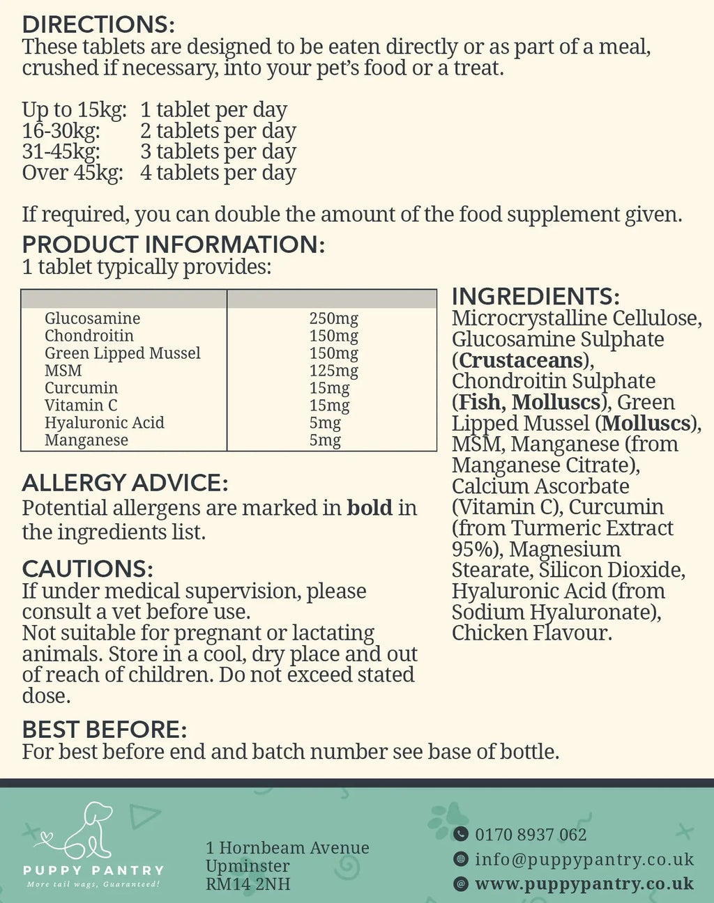 Joint Support Tablets for Dogs – 300 Pack