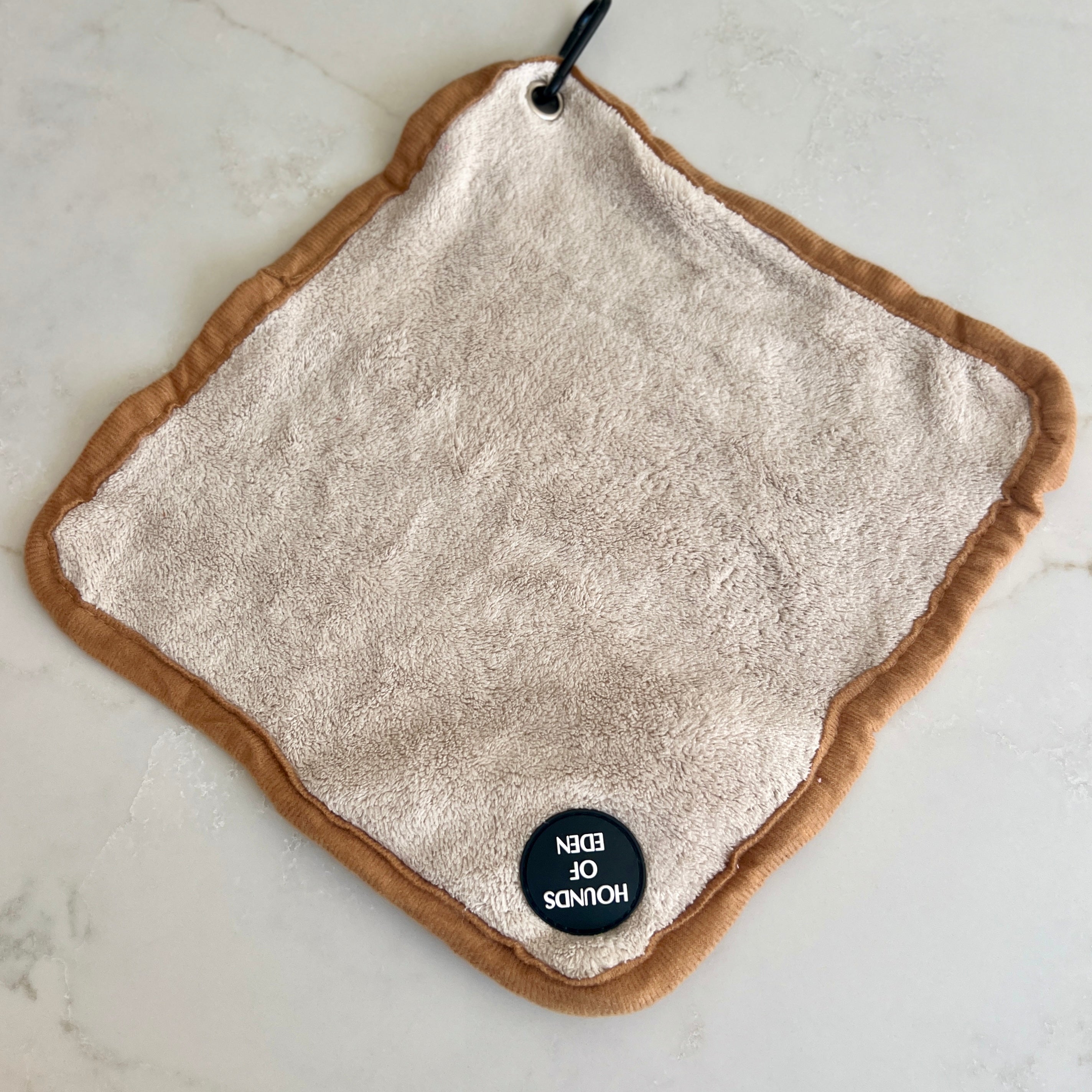 Mini Dog Towel + Clip, Beige & Brown