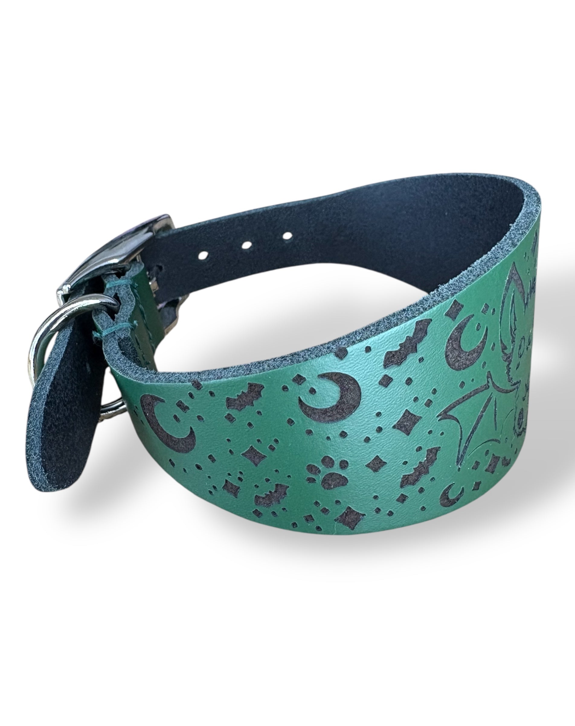 Leather Collar - HALLOWEEN - The Moonlit Bat