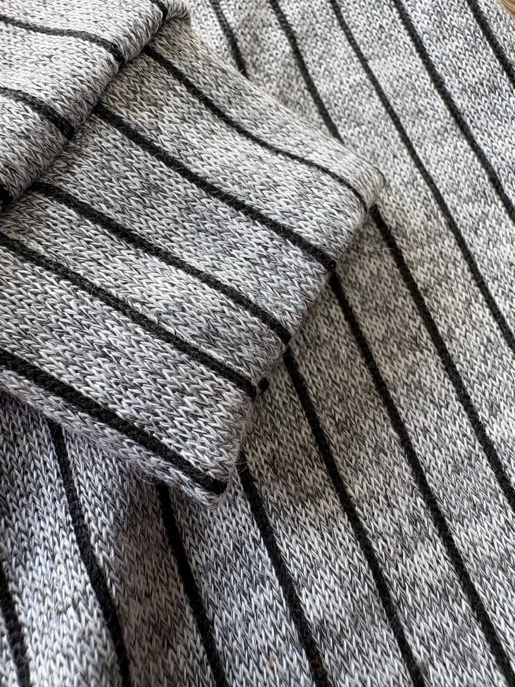 Close-up of gray and black striped fabric