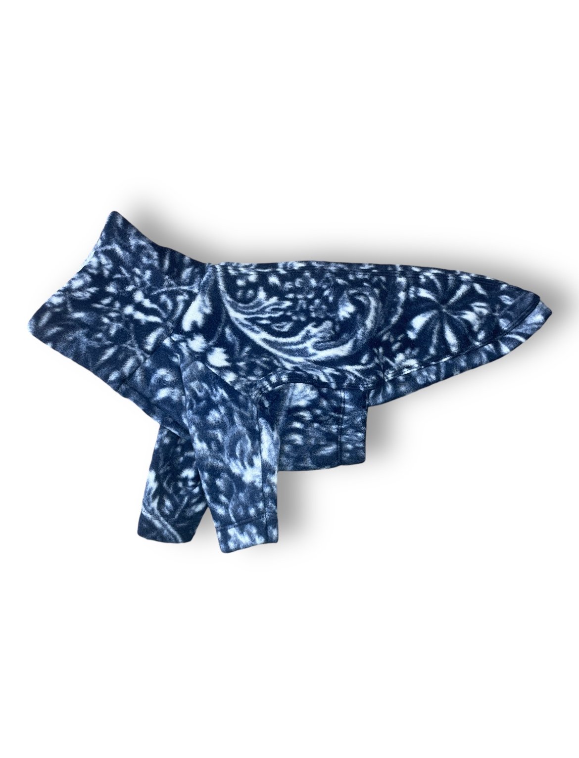 Blue tie-dye bikini bottom on a white background