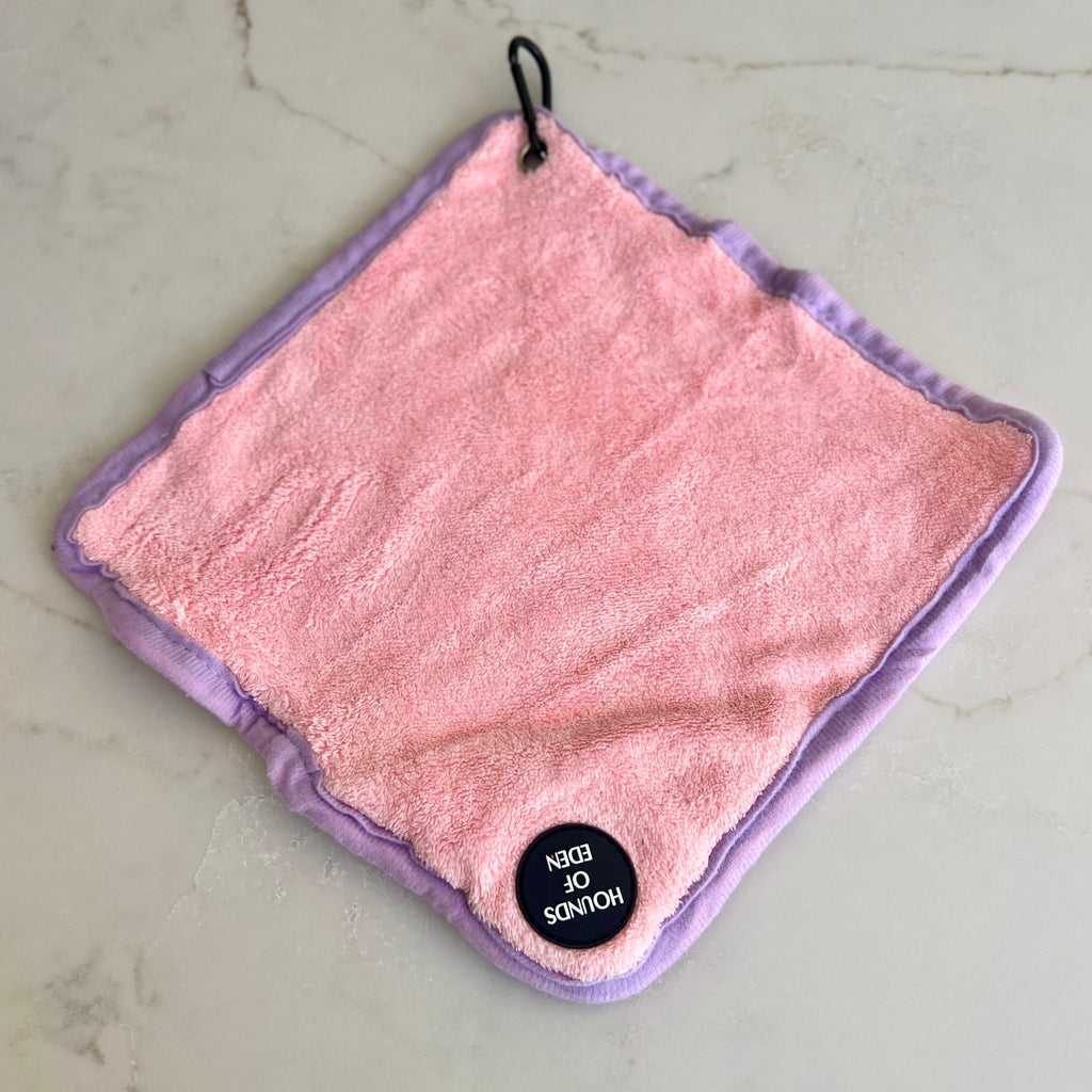 Mini Dog Towel + Clip, Pink & Lilac