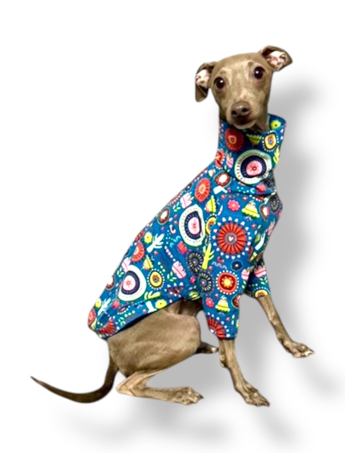 Jersey T-Shirt- Blue Cactus Folk Pattern