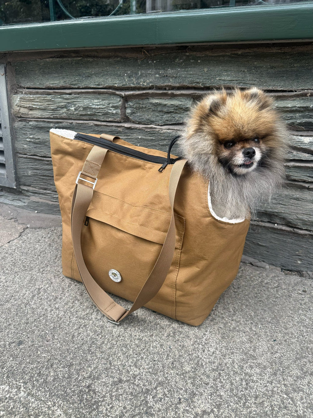 Soho Poms Light Brown & Cream Rainy Bear Pet Carrier - Ideal for Dogs & Cats
