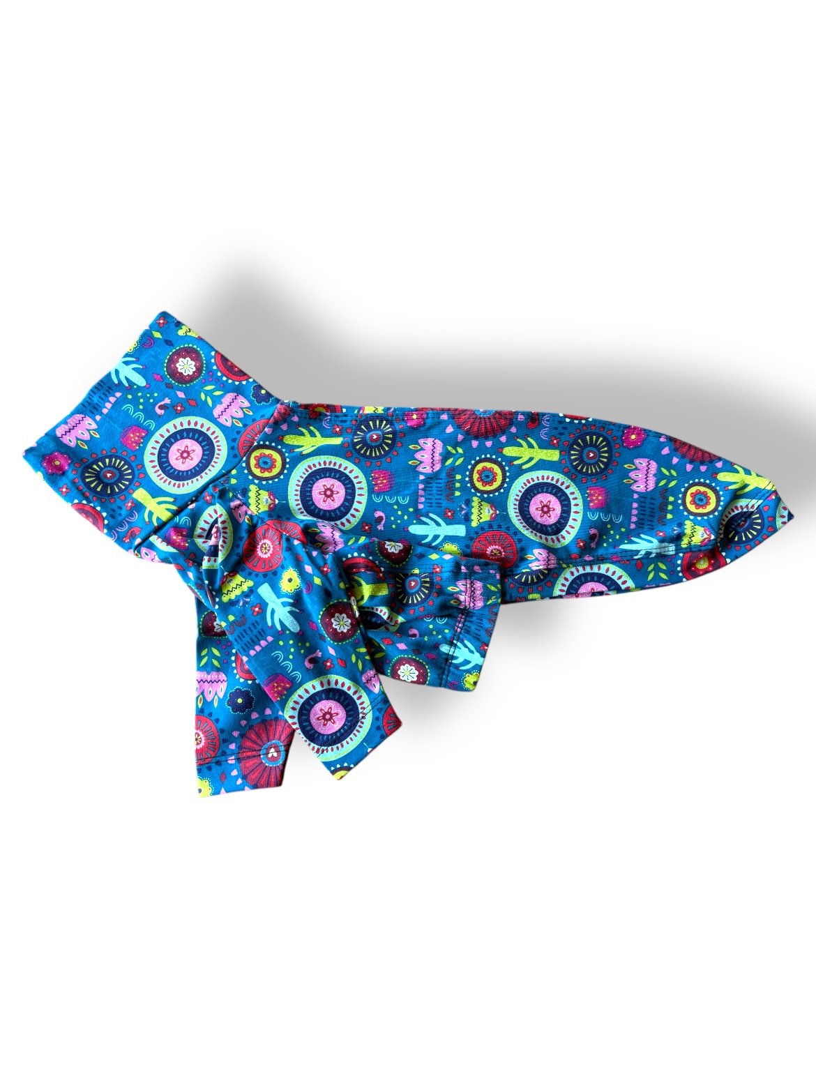 Colorful patterned leggings on a white background