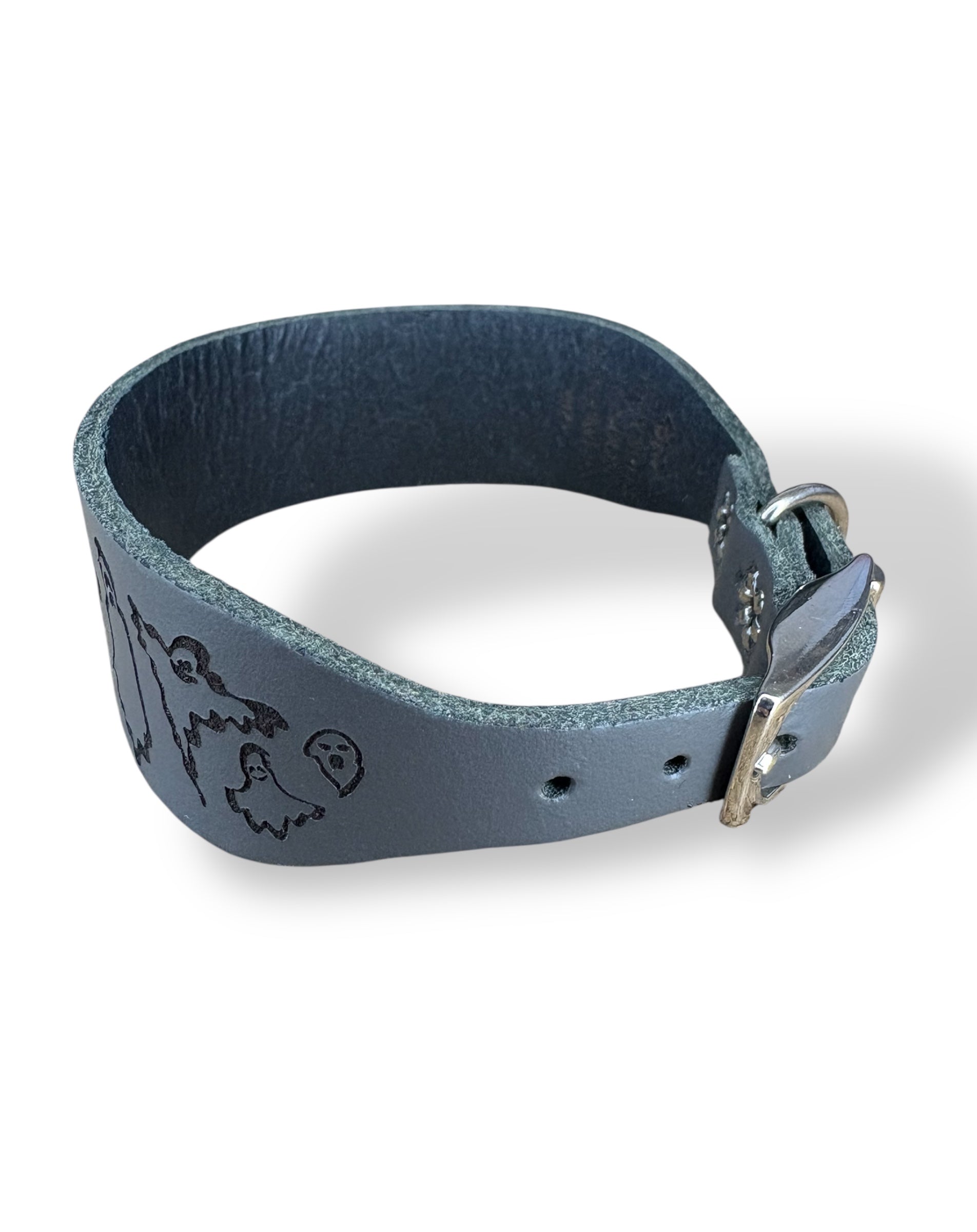 Leather Collar - HALLOWEEN - Ghosties