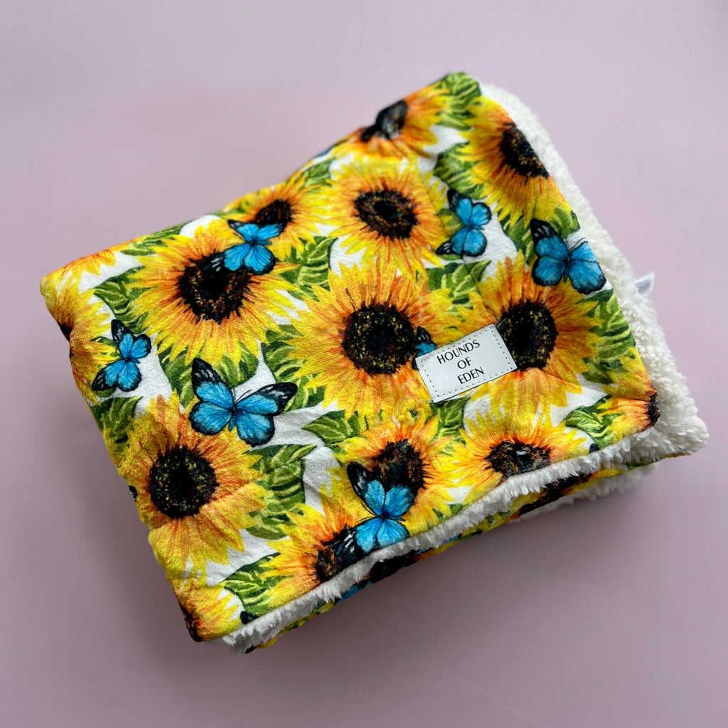 Sunflower Flutter Dog Snuggle Blanket