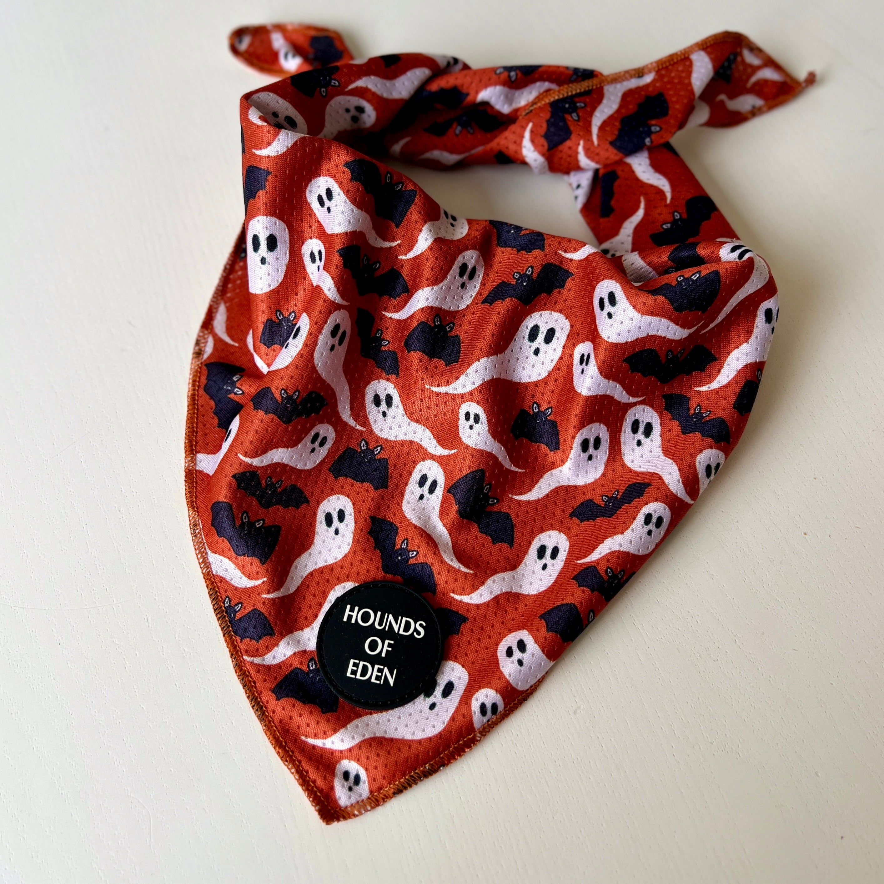 Orange Bats + Ghosts Halloween Dog Bandana 👻