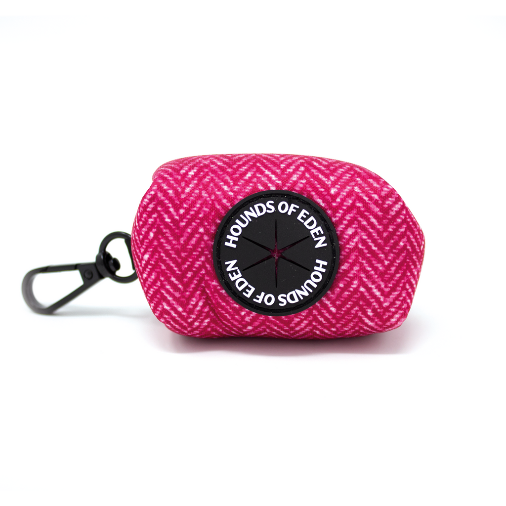 Bella Pink Herringbone Dog Harness with Hounds of Eden Bag Dispenser