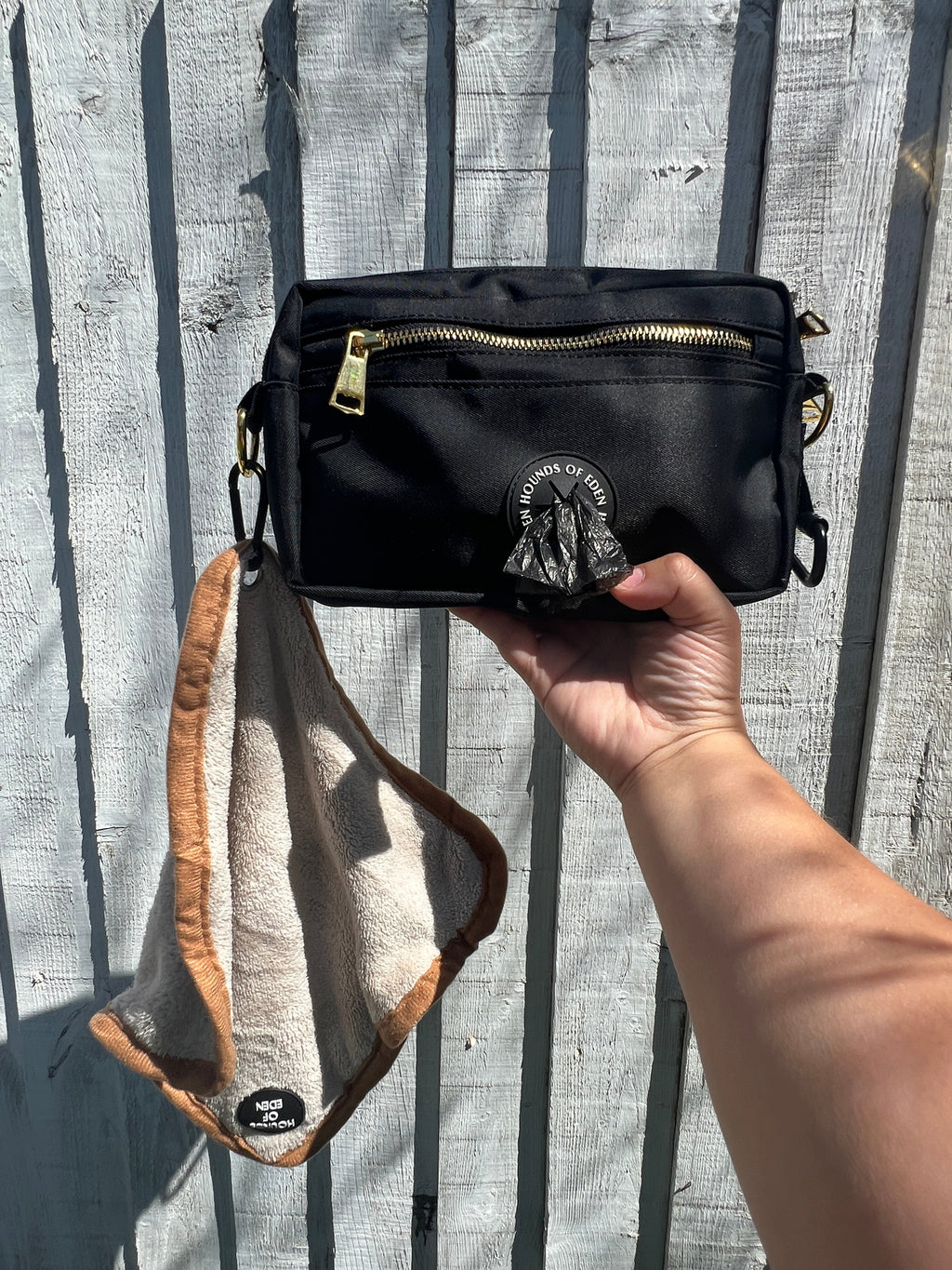 Mini Dog Towel + Clip, Dusty Pink & Green