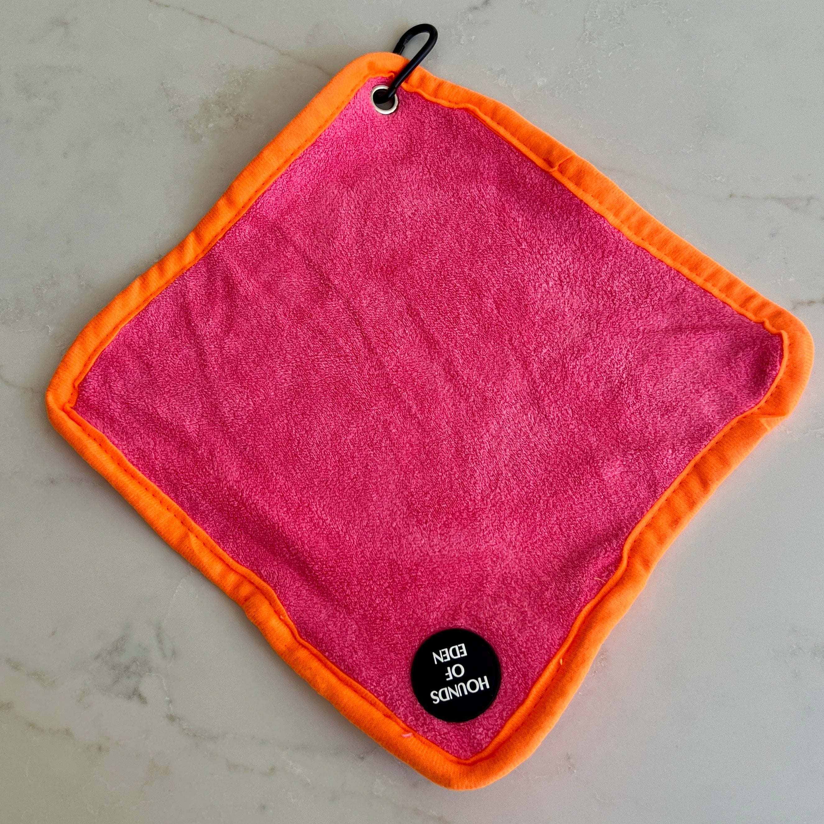 Mini Dog Towel + Clip, Pink & Orange