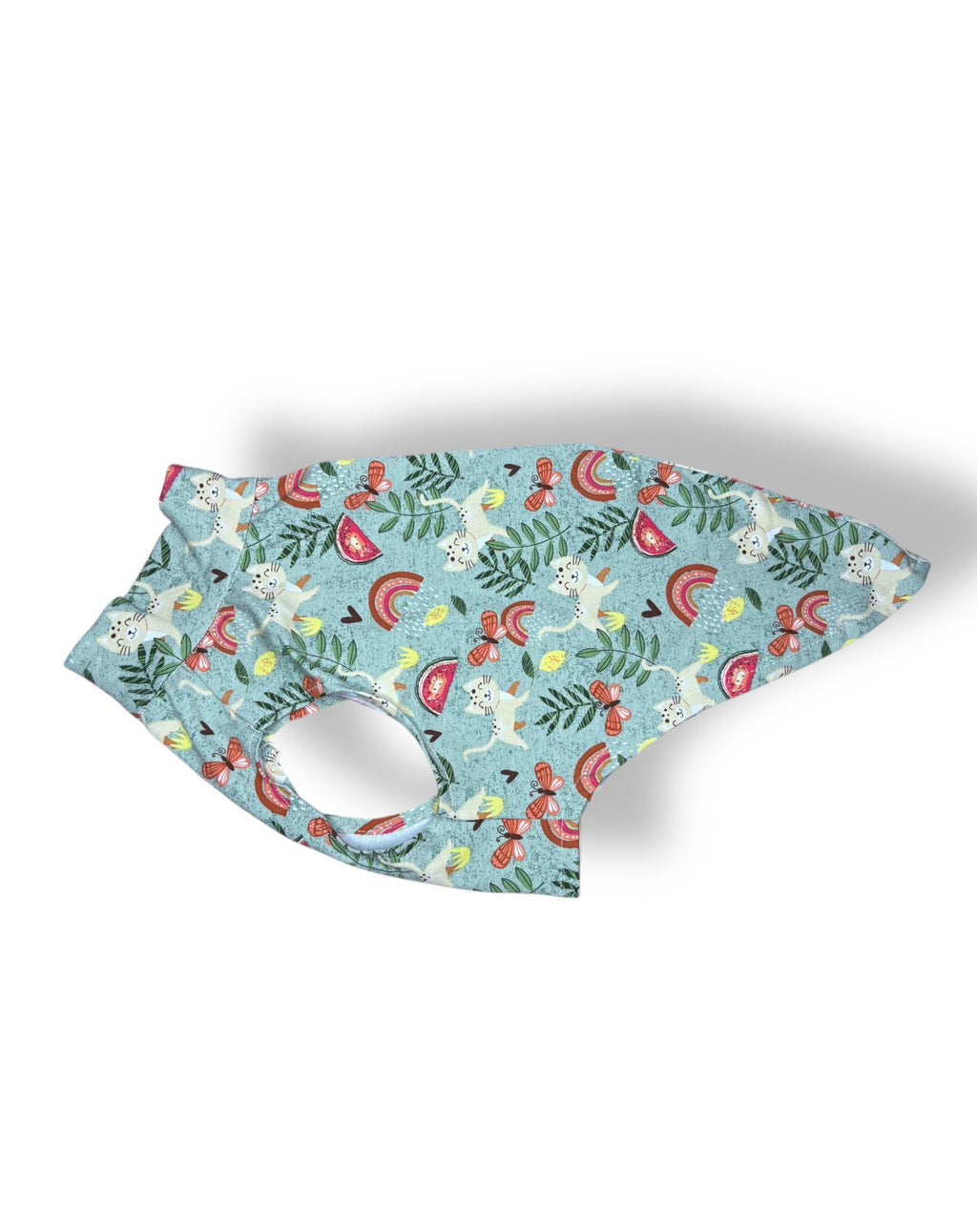 Floral-patterned dog muzzle on a white background