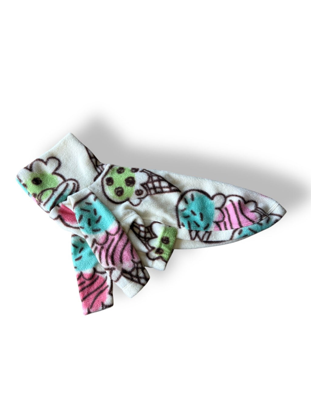 Colorful bandana with cartoon designs on a white background