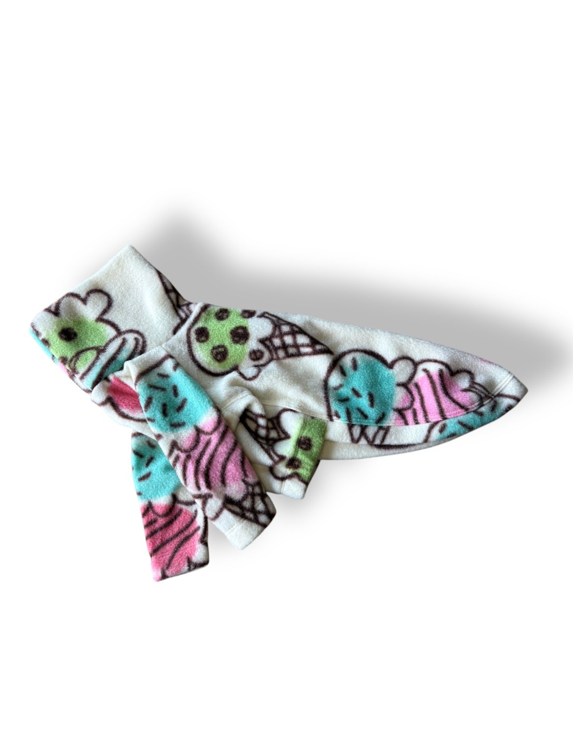 Colorful bandana with cartoon designs on a white background