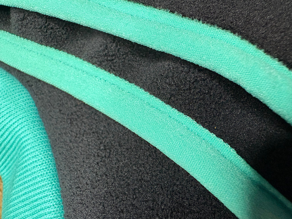 Close-up of green and black textured fabric