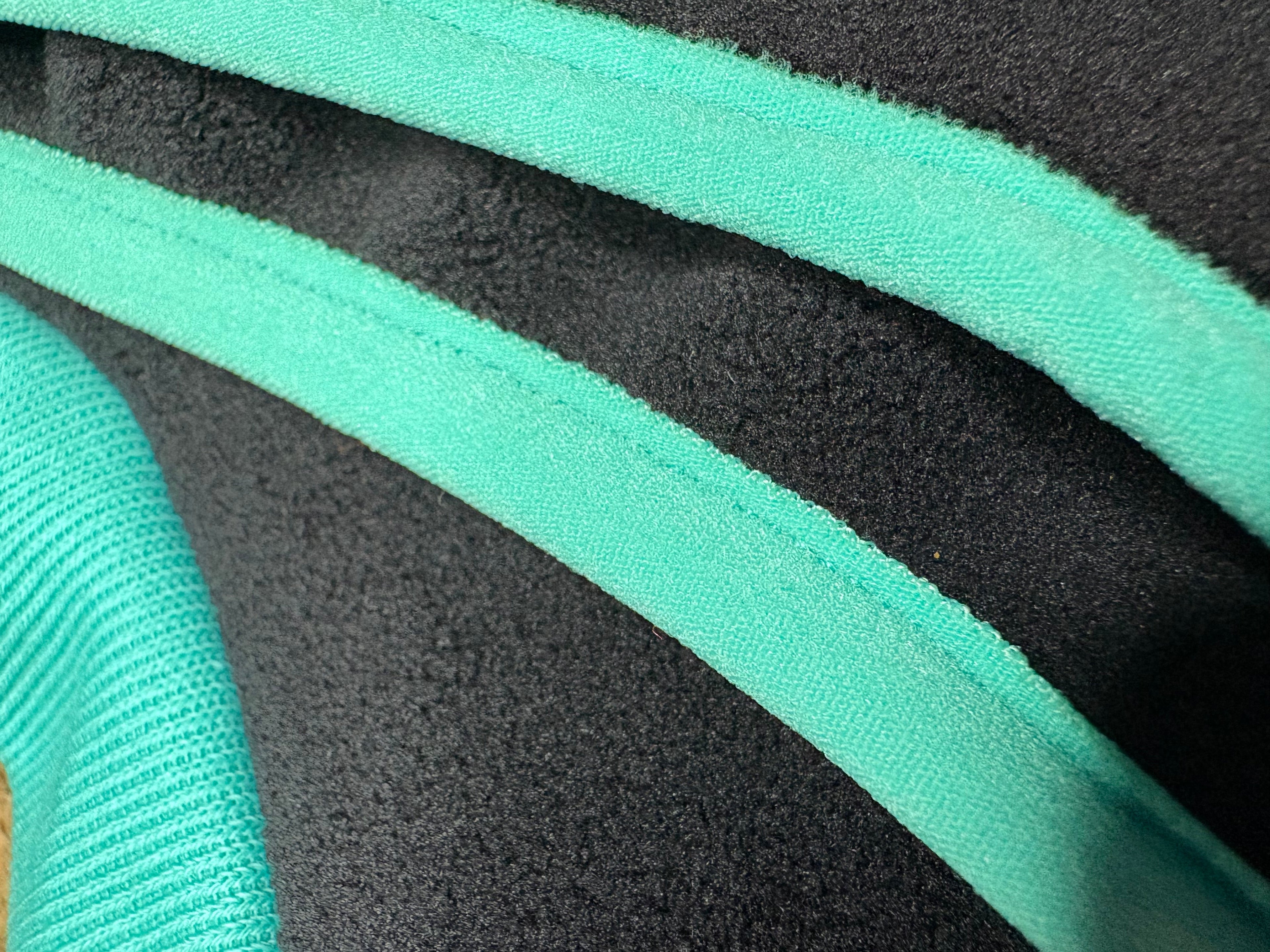 Close-up of green and black textured fabric