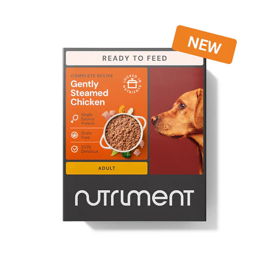 Dog food package with Nutriment branding on a white background