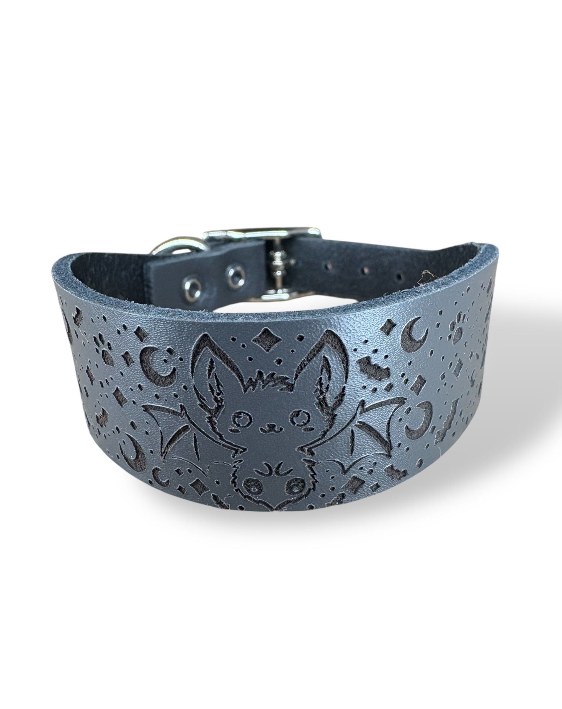 Leather Collar - HALLOWEEN - The Moonlit Bat