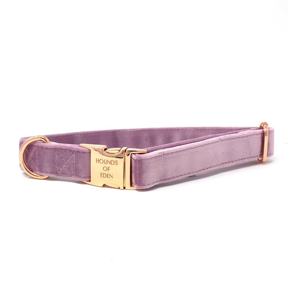 Lilac Dreams - Lilac Velvet Dog Harness with Rose Gold Metal Hardware