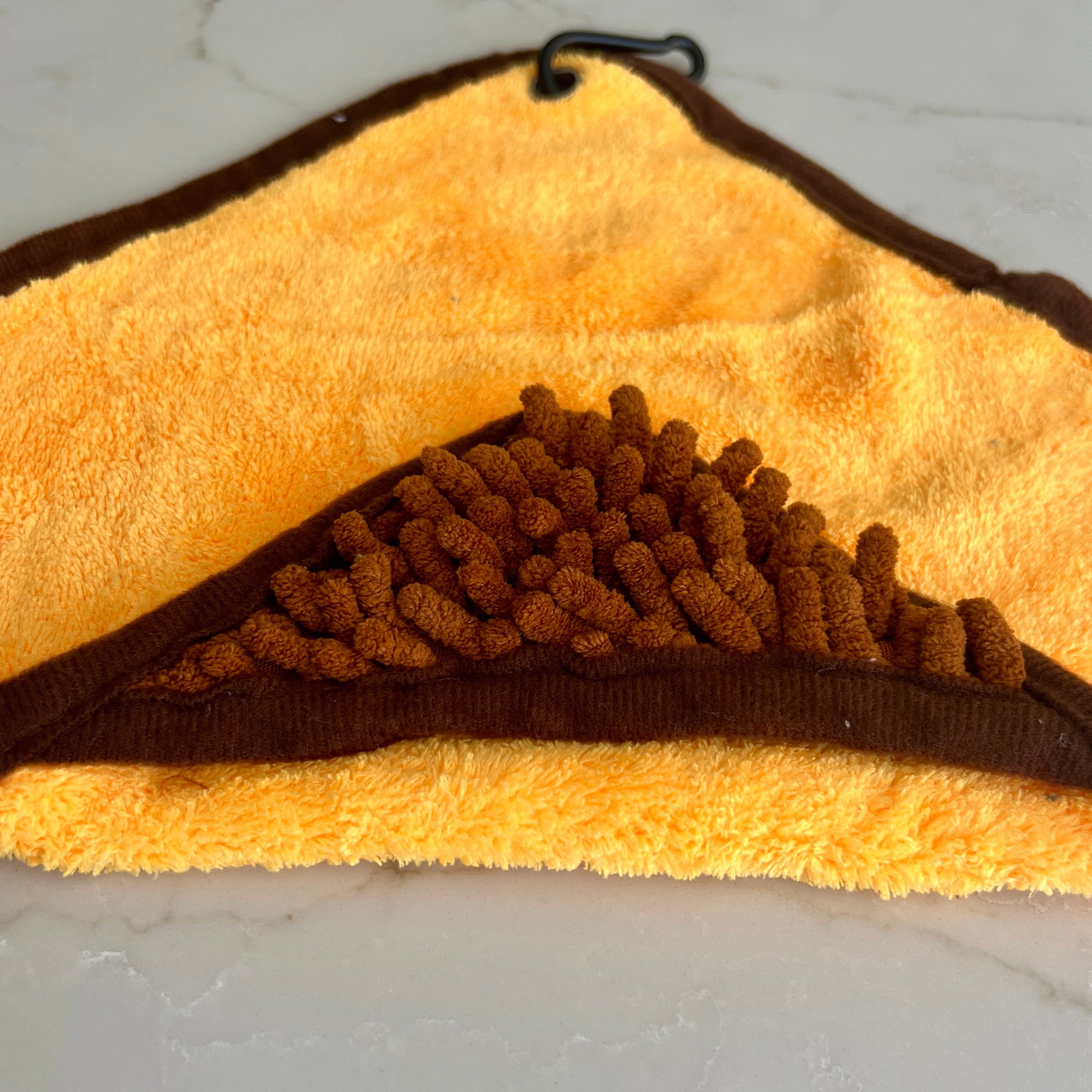 Mini Dog Towel + Clip, Yellow & Brown