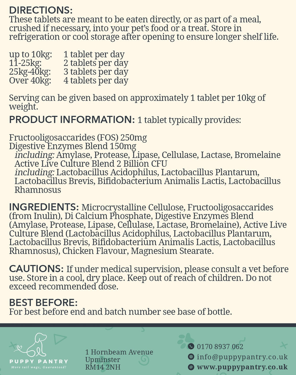 Gut Health Tablets for Dogs – Chicken (120 Pack) With probiotics, prebiotics & enzymes