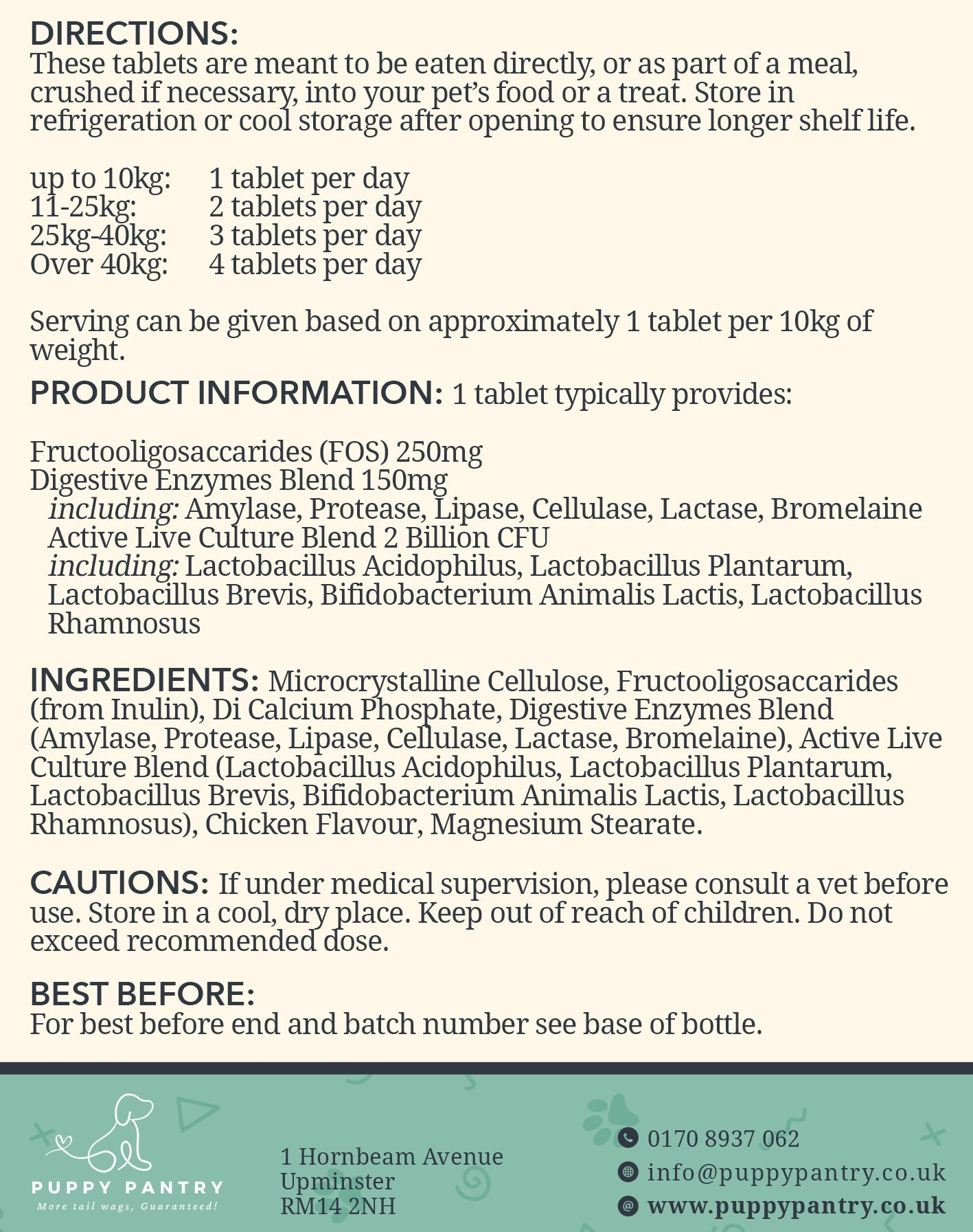 Gut Health Tablets for Dogs – Chicken (120 Pack) With probiotics, prebiotics & enzymes