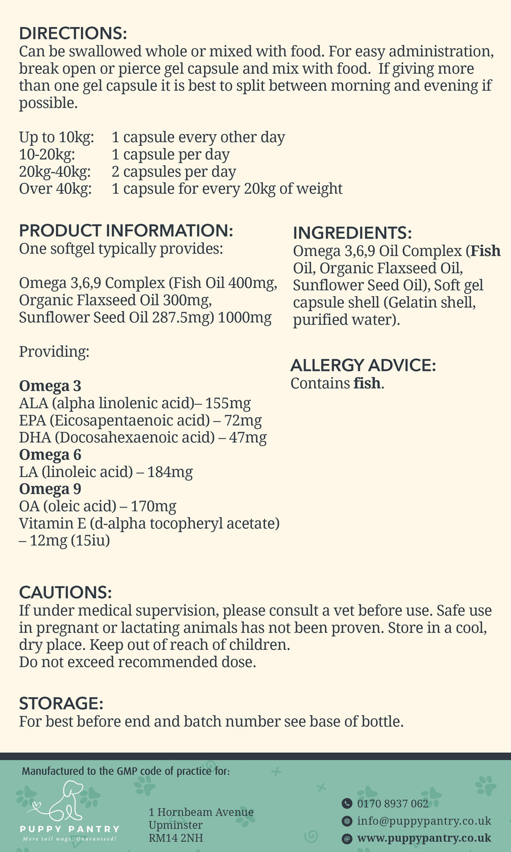 Omega 3-6-9 Softgels for Dogs (120 Pack)