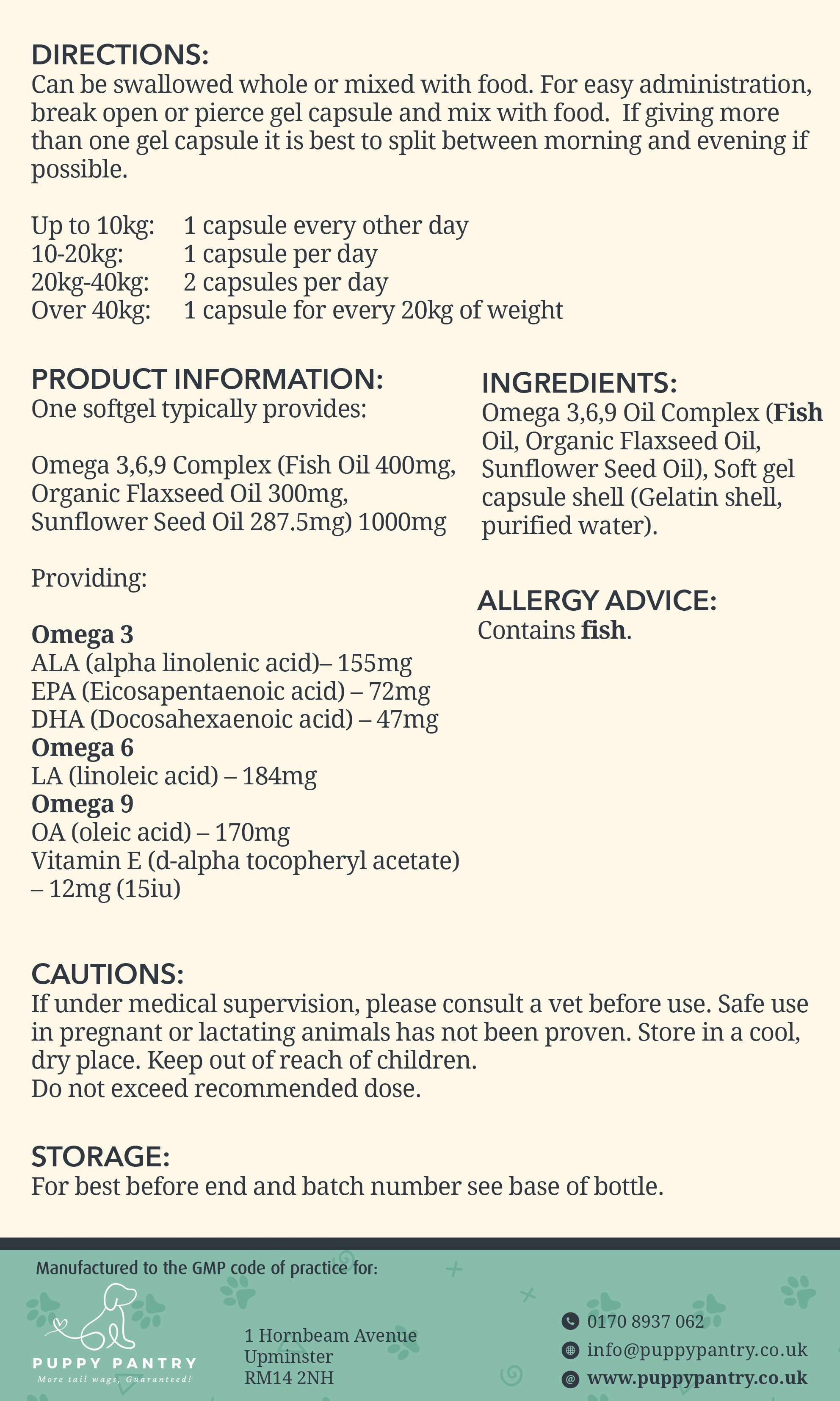 Omega 3-6-9 Softgels for Dogs (120 Pack)