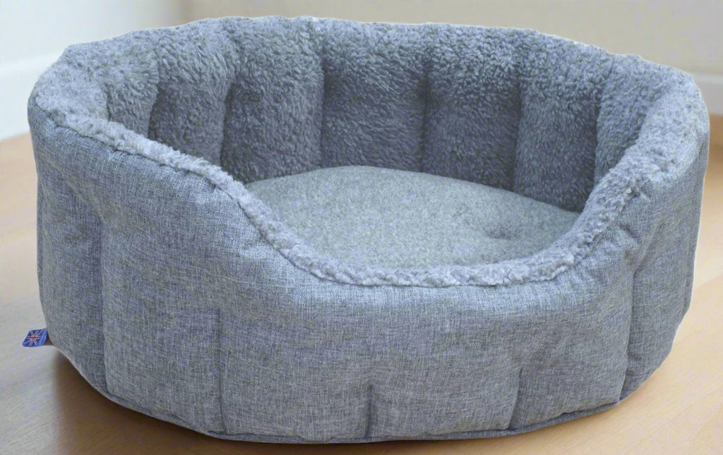 Premium Oval Bolster Style Heavy Duty Fleece Lined Machine Washable Dog Bed