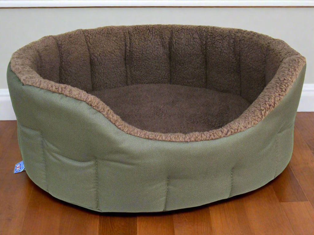 Premium Oval Bolster Style Heavy Duty Fleece Lined Machine Washable Dog Bed