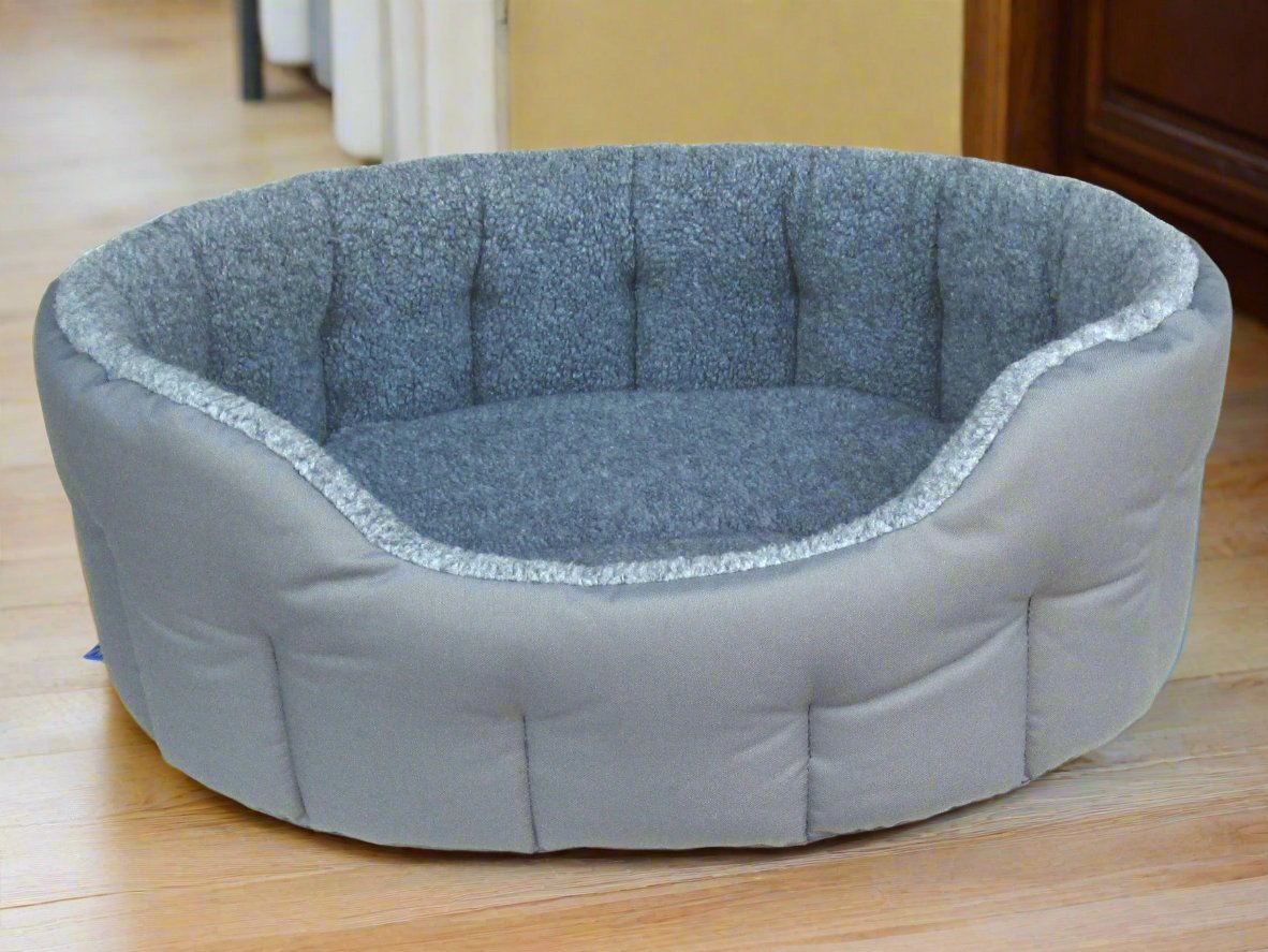 Premium Oval Bolster Style Heavy Duty Fleece Lined Machine Washable Dog Bed