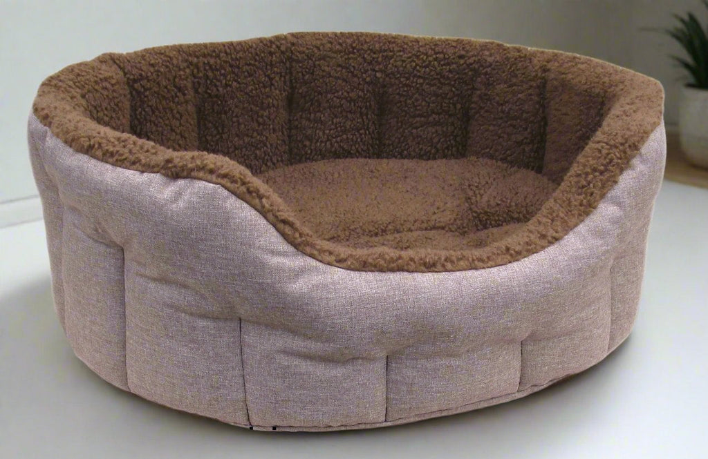 Premium Oval Bolster Style Heavy Duty Fleece Lined Machine Washable Dog Bed