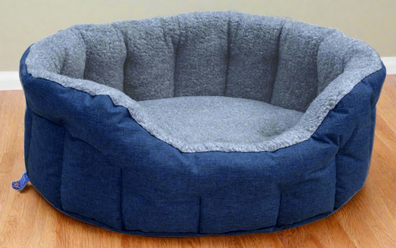 Premium Oval Bolster Style Heavy Duty Fleece Lined Machine Washable Dog Bed