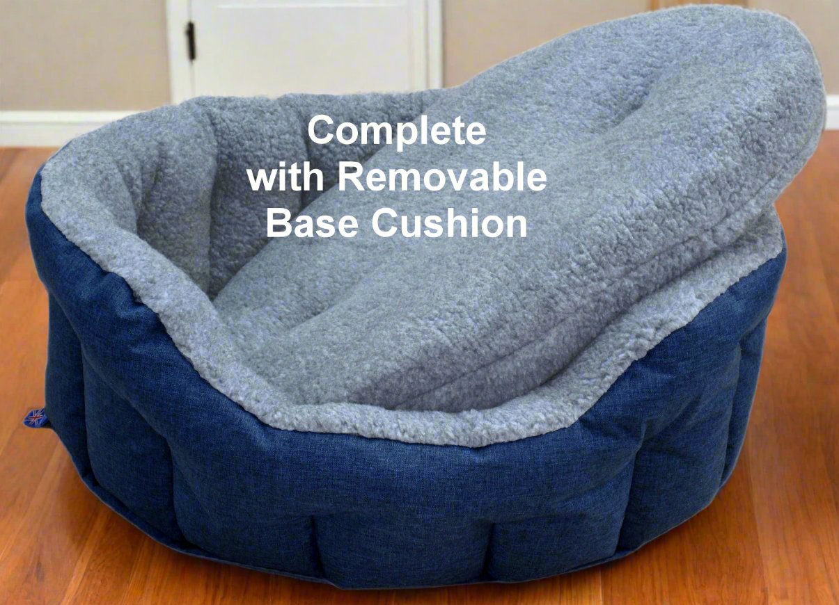 Premium Oval Bolster Style Heavy Duty Fleece Lined Machine Washable Dog Bed