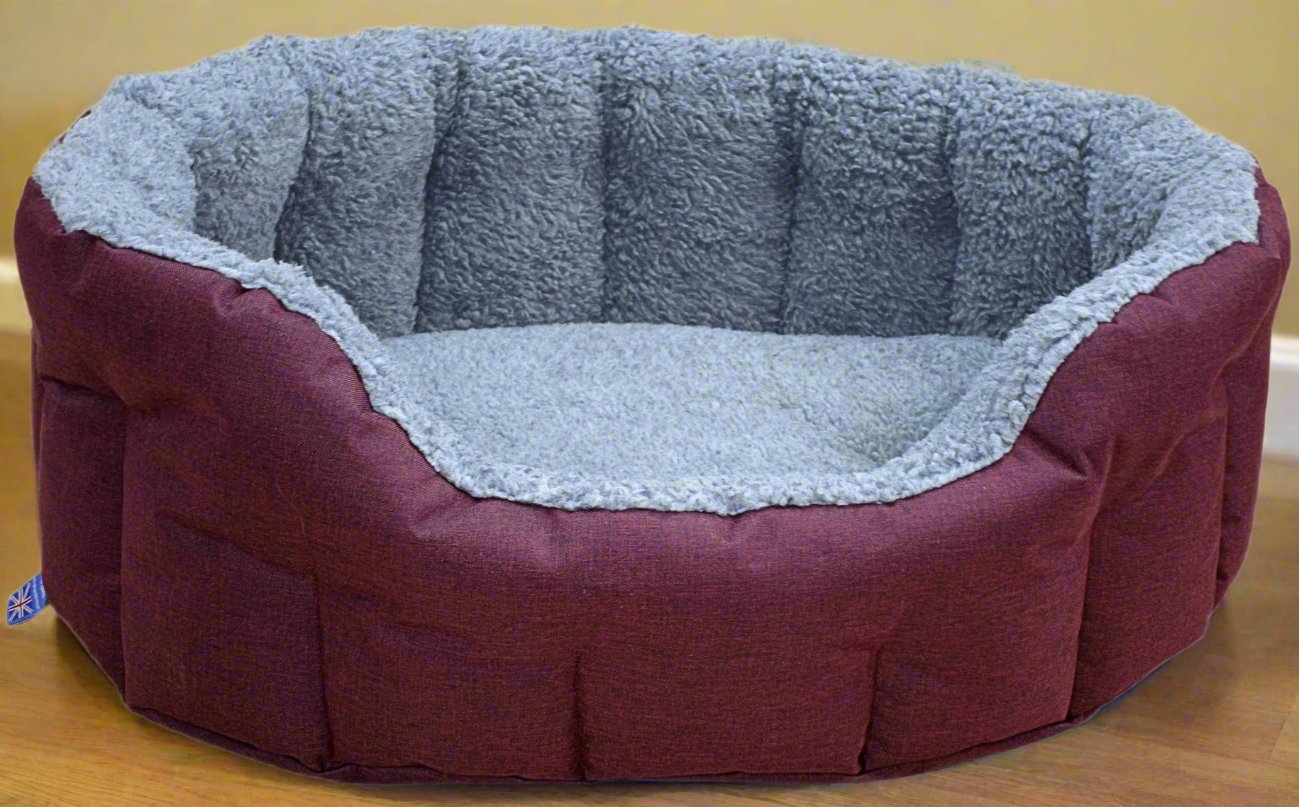 Premium Oval Bolster Style Heavy Duty Fleece Lined Machine Washable Dog Bed