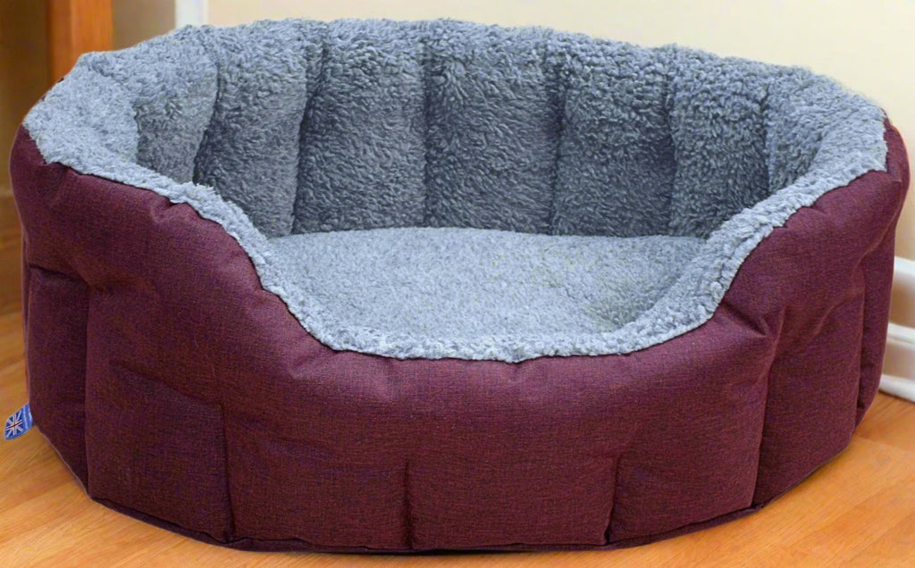 Premium Oval Bolster Style Heavy Duty Fleece Lined Machine Washable Dog Bed