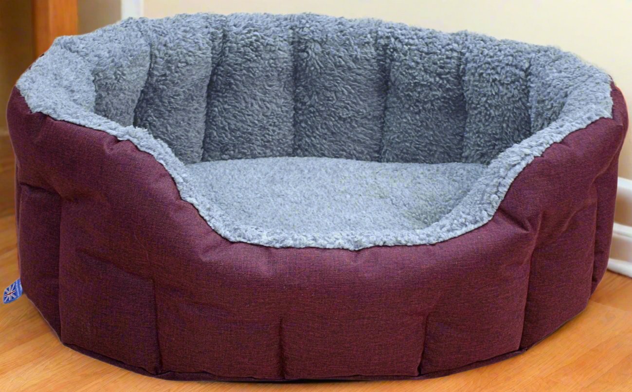 Premium Oval Bolster Style Heavy Duty Fleece Lined Machine Washable Dog Bed