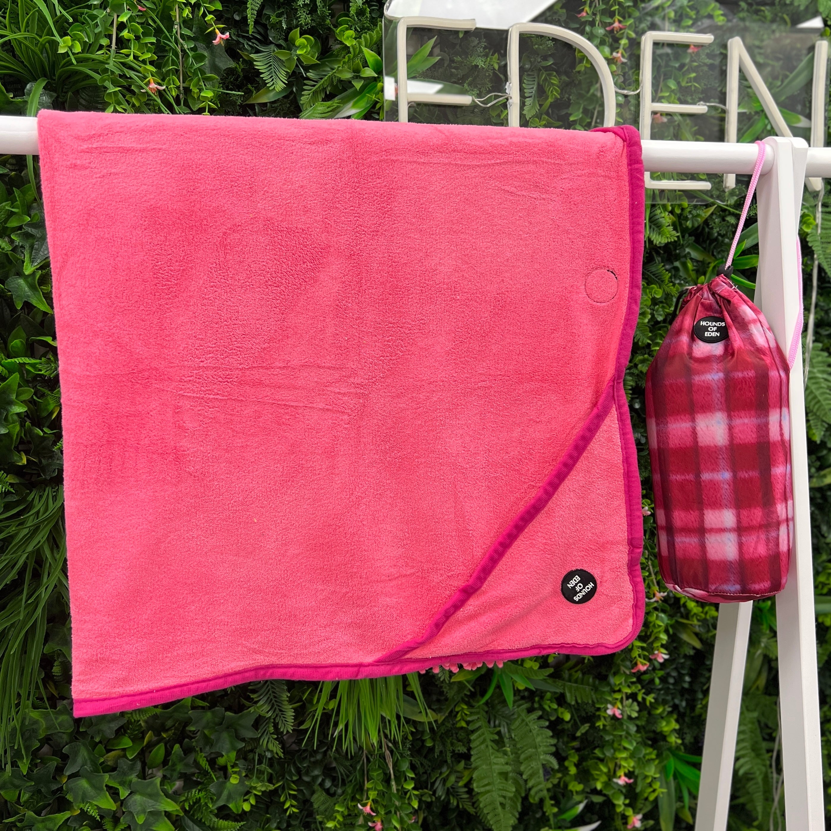 Rose Berry Plaid Dog Towel