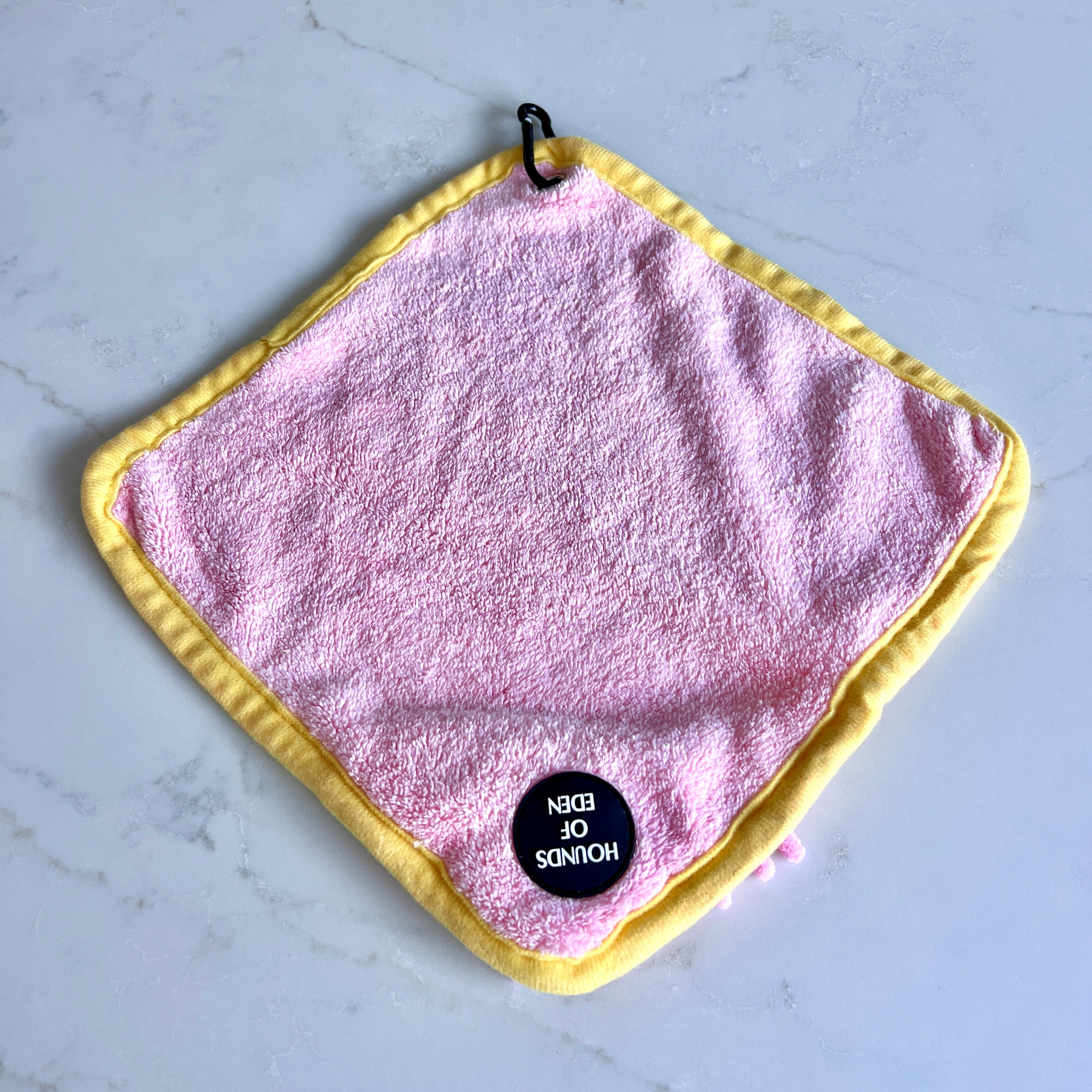 Mini Dog Towel + Clip, Pink & Yellow