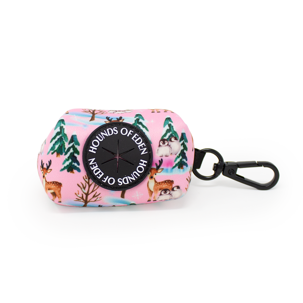 Aurora Nights - Pink Penguin Design Poop Bag Holder