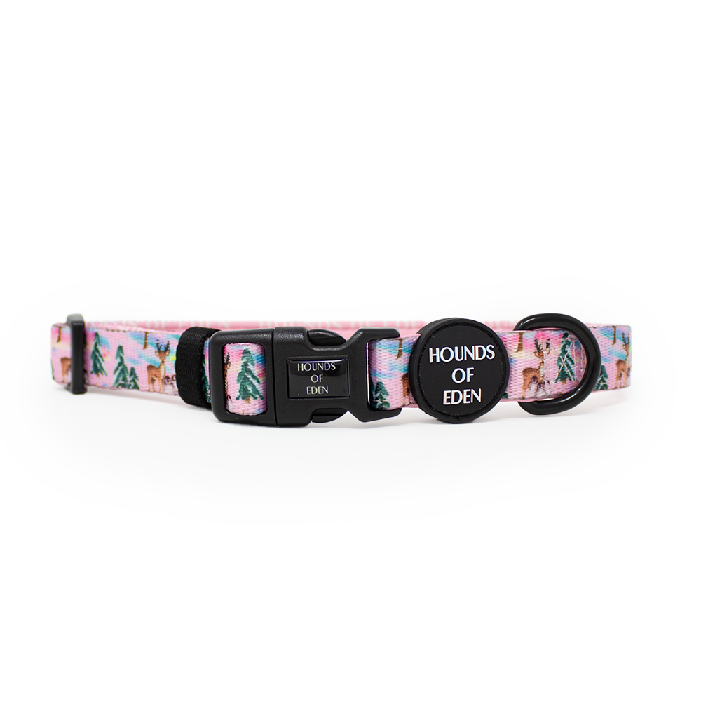 Aurora Nights - Pink Penguin Design Dog Collar