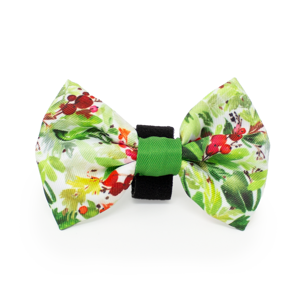 Winter Spruce & Berries Design Dog Bow Tie