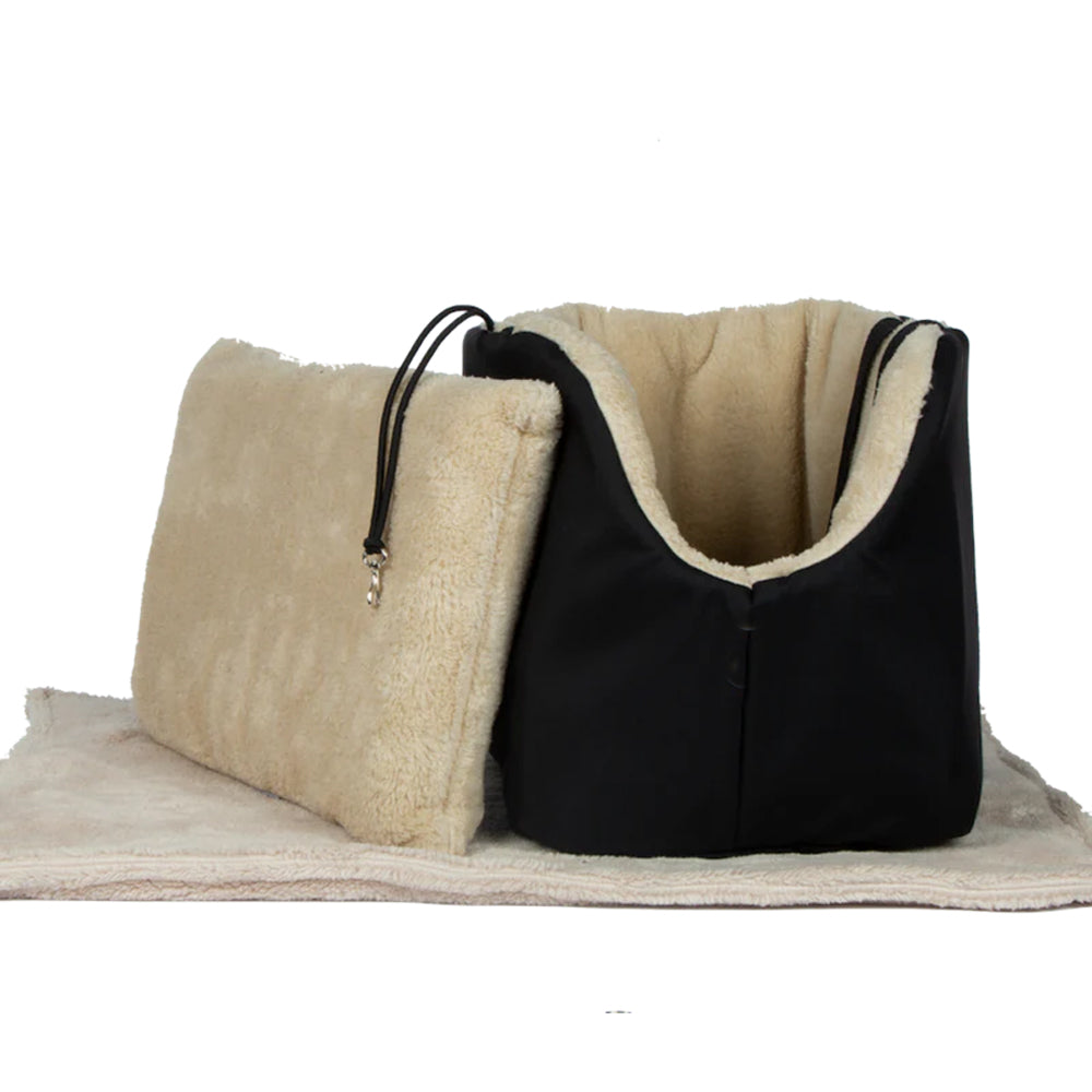 Soho Poms Black & Beige Luxury Rainy Bear Dog Carrier
