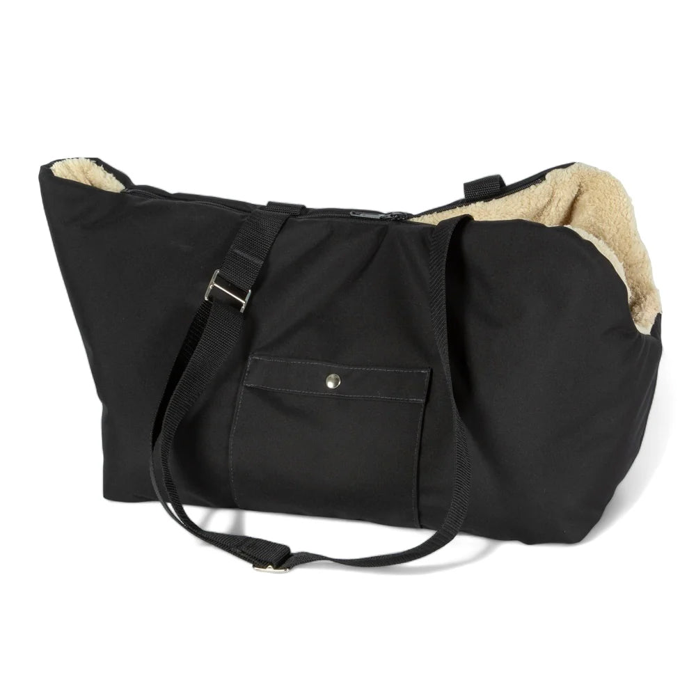 Soho Poms Black & Beige Luxury Rainy Bear Dog Carrier with Zipper