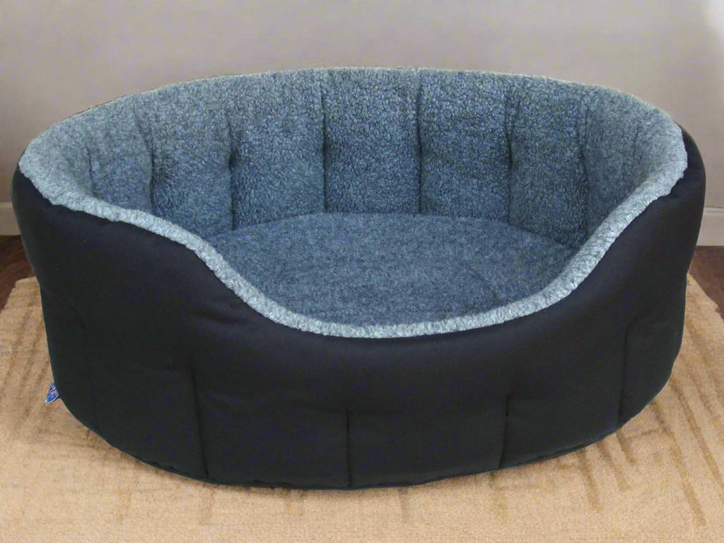 Premium Oval Bolster Style Heavy Duty Fleece Lined Machine Washable Dog Bed
