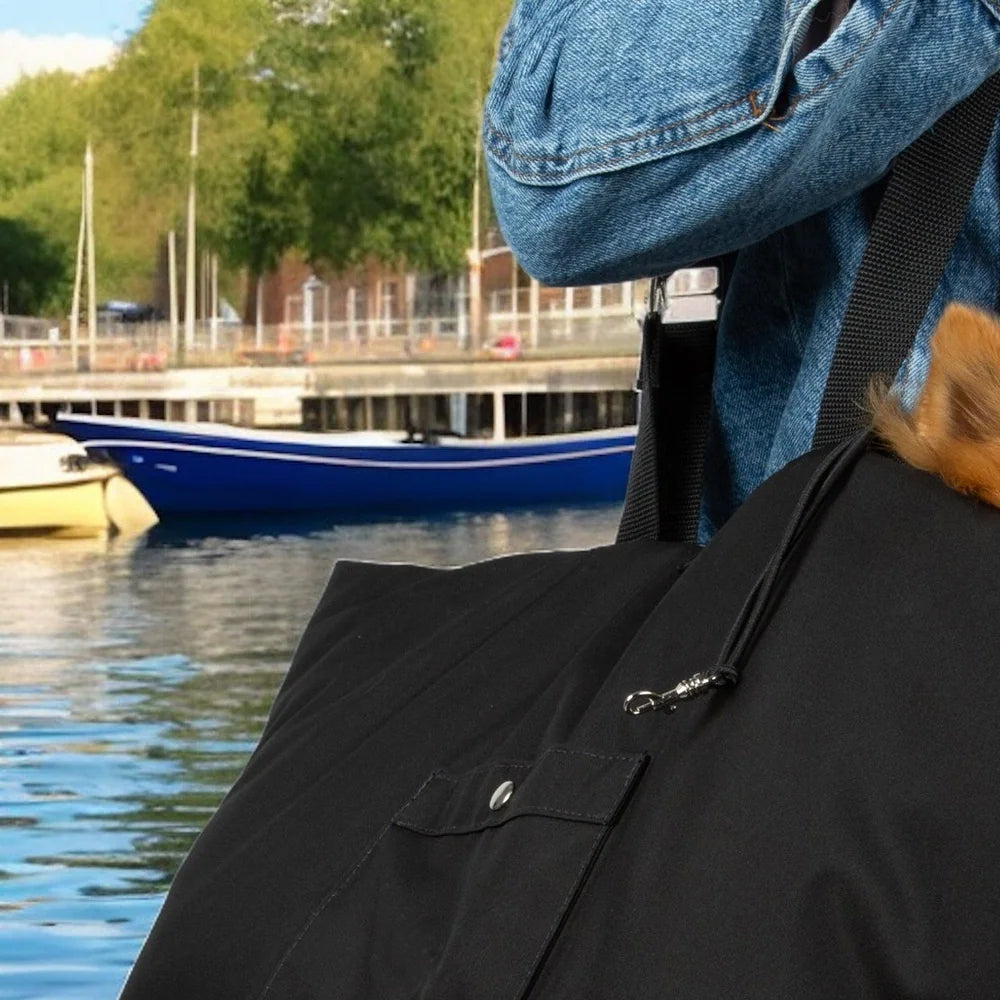 Soho Poms Black & Light Blue Luxury Rainy Bear Dog Carrier with Zipper