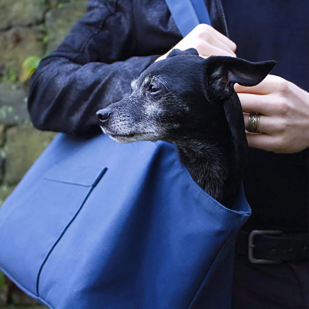Soho Poms Navy Waxed Cotton Rainy Poms Dog Carrier